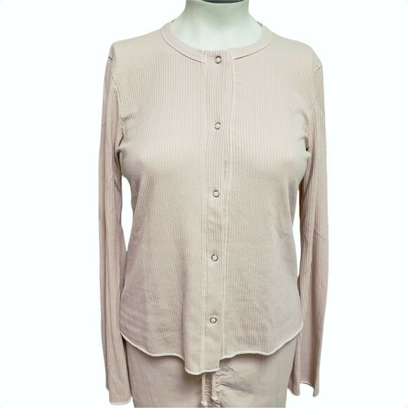 RED HAUTE 2 piece set ribbed snap front top scrunch front skirt rosewood S NEW - Picture 3 of 8